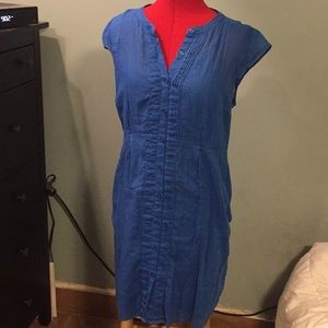 Blue linen dress